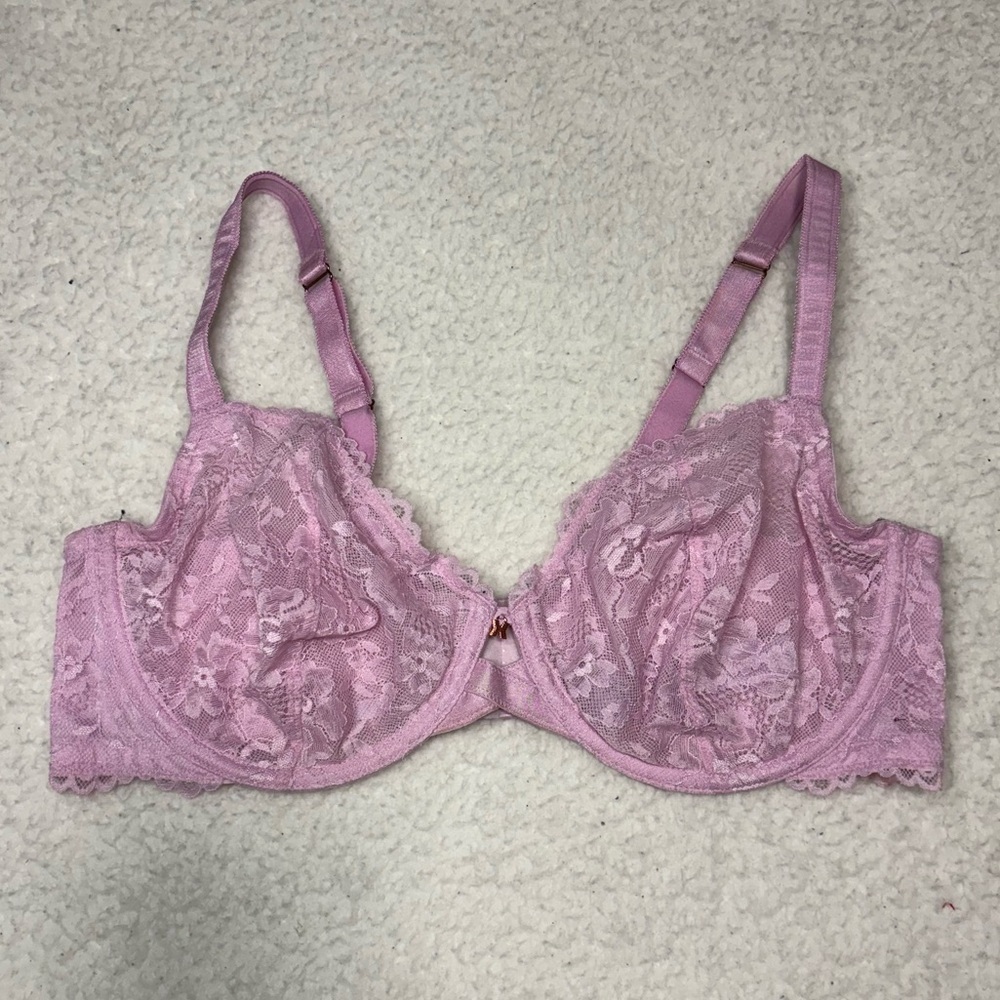 Savage X Fenty Pink Floral Lace Unlined Bra